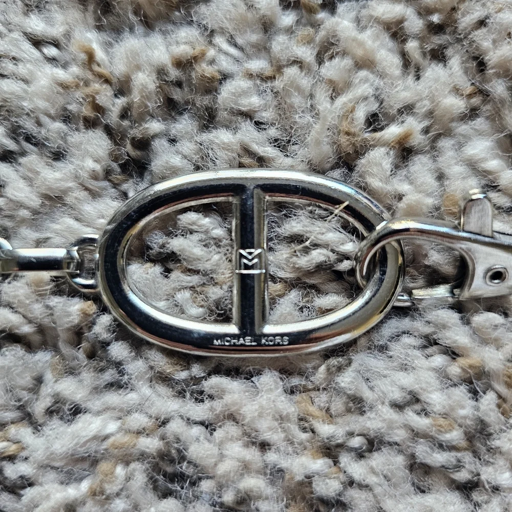 Michael Kors metal silver tone Y2K chain logo necklace‎ bag chain belt